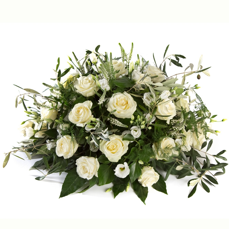 wit rond rouwarrangement